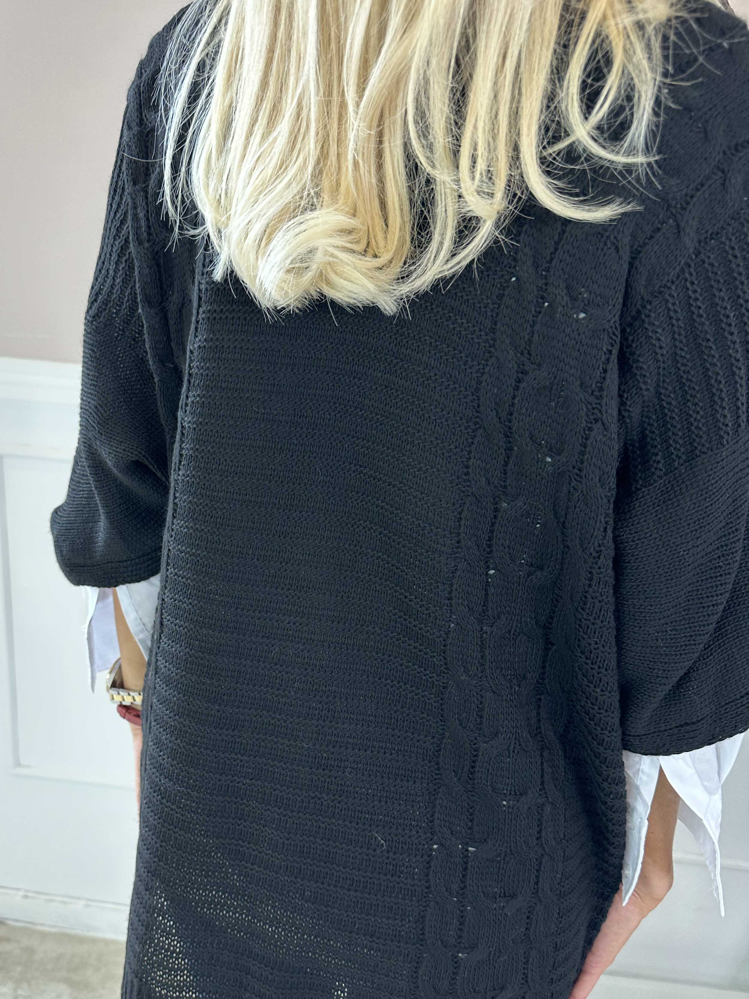 Avalon - Strikcardigan med korte ærmer